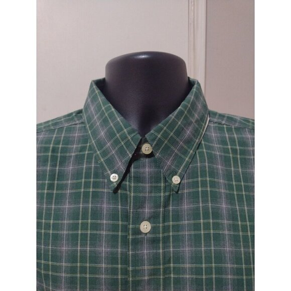 NWT Mens CHAPS Easy Care Button Front Green Plaid Shirt Long Sleeve S Small $55 - Picture 6 of 11